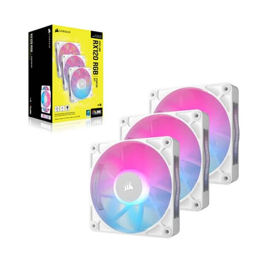 Corsair iCUE Link RX120 RGB 120mm PWM White Cabinet Fan (Triple Pack)